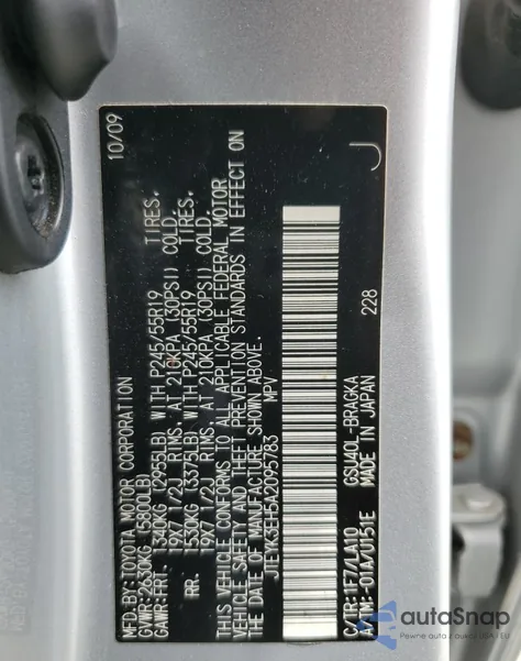 2010 Toyota Highlander Limited from USA, damaged, VIN JTEYK3EH5A2095783